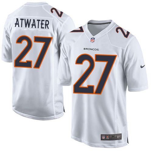 Nike Broncos #27 Steve Atwater White Men's Stitched NFL Game Event Jersey - Click Image to Close